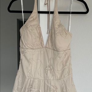 Light taupe halter dress with texture design